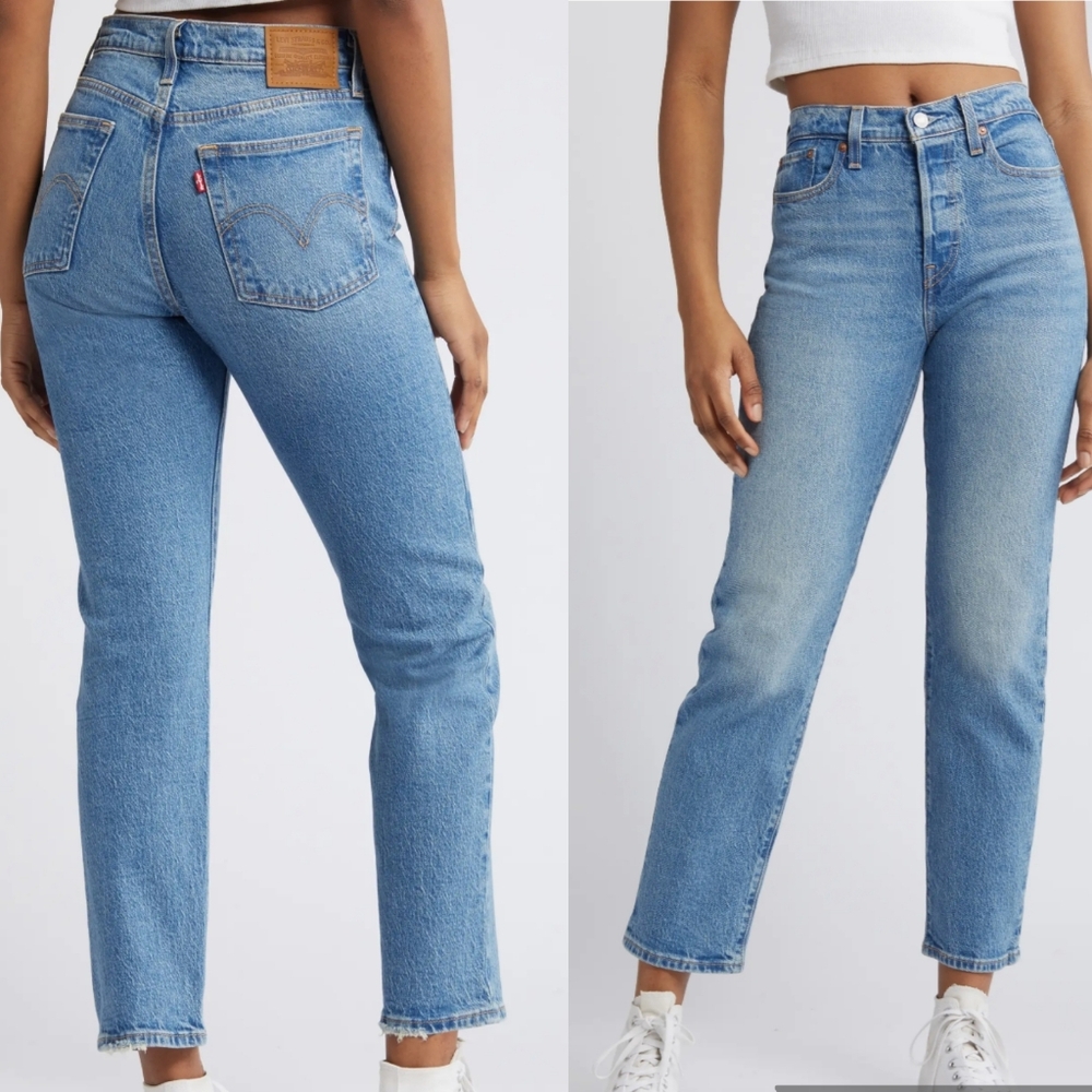 Levis Wedgie Light Blue Straight Ankle Denim Jeans Size 28